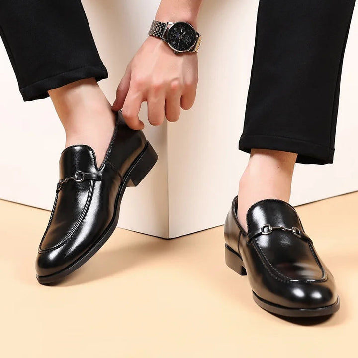 Mens Leather Loafers Slip-On Classic Fit