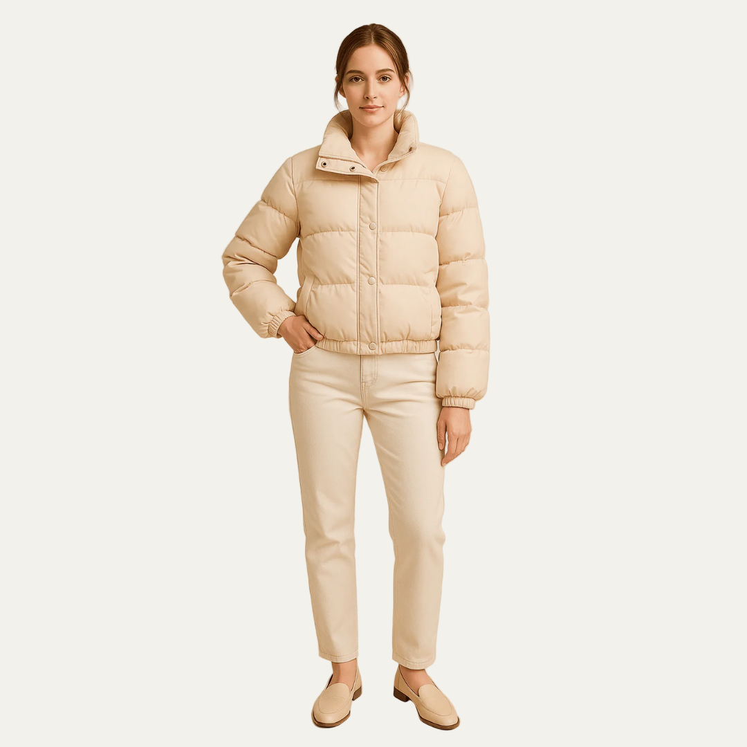 Womens Cropped Puffer Jacket Boxy Fit - BritishMode