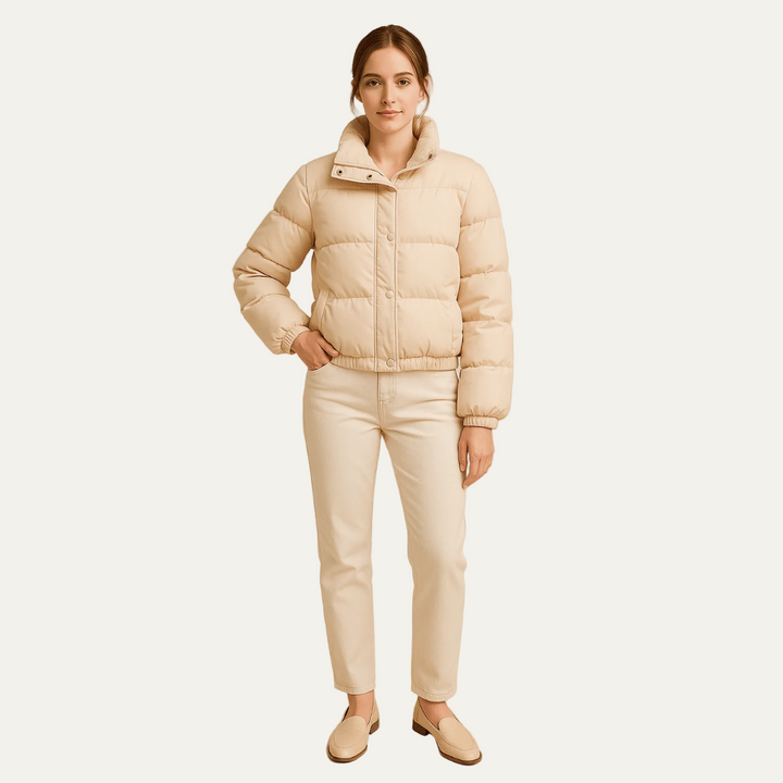 Womens Cropped Puffer Jacket Boxy Fit - BritishMode