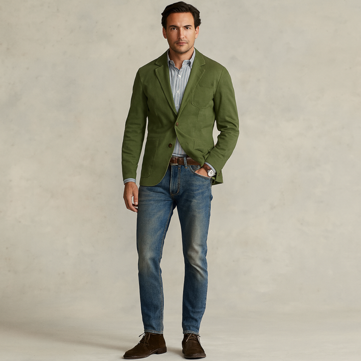 Mens Cotton Windbreaker Jacket with Pockets Blazer Style