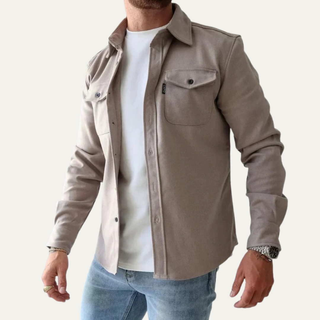 Mens Casual Overshirt Button Front Relaxed Fit - BritishMode