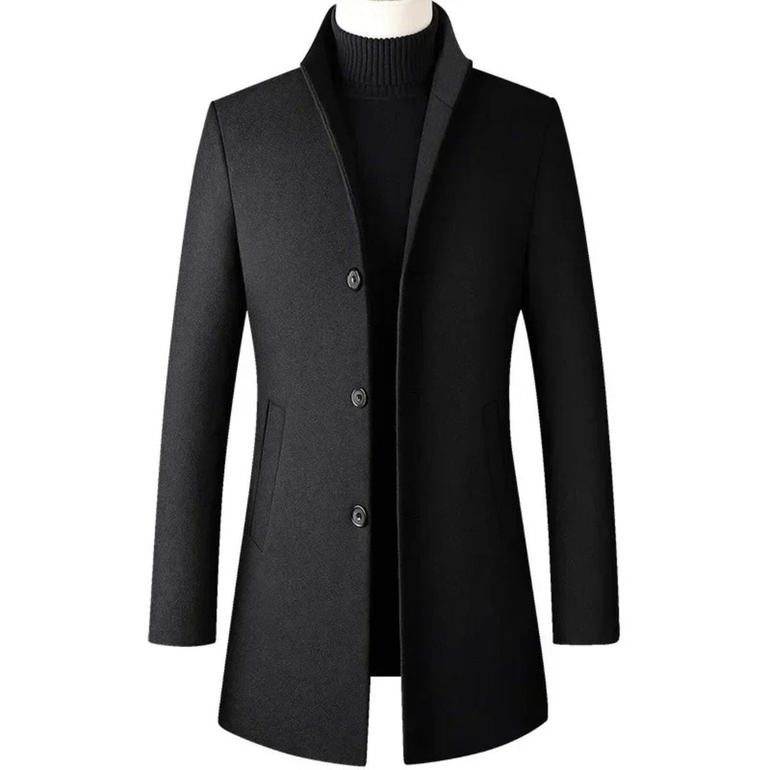 Mens Classic Trench Coat Wool Blend Regular Fit