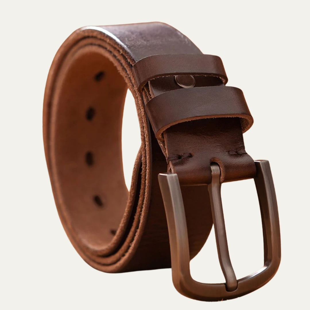 Mens Leather Belt Genuine Cowhide Hand-Finished Classic Fit - BritishMode