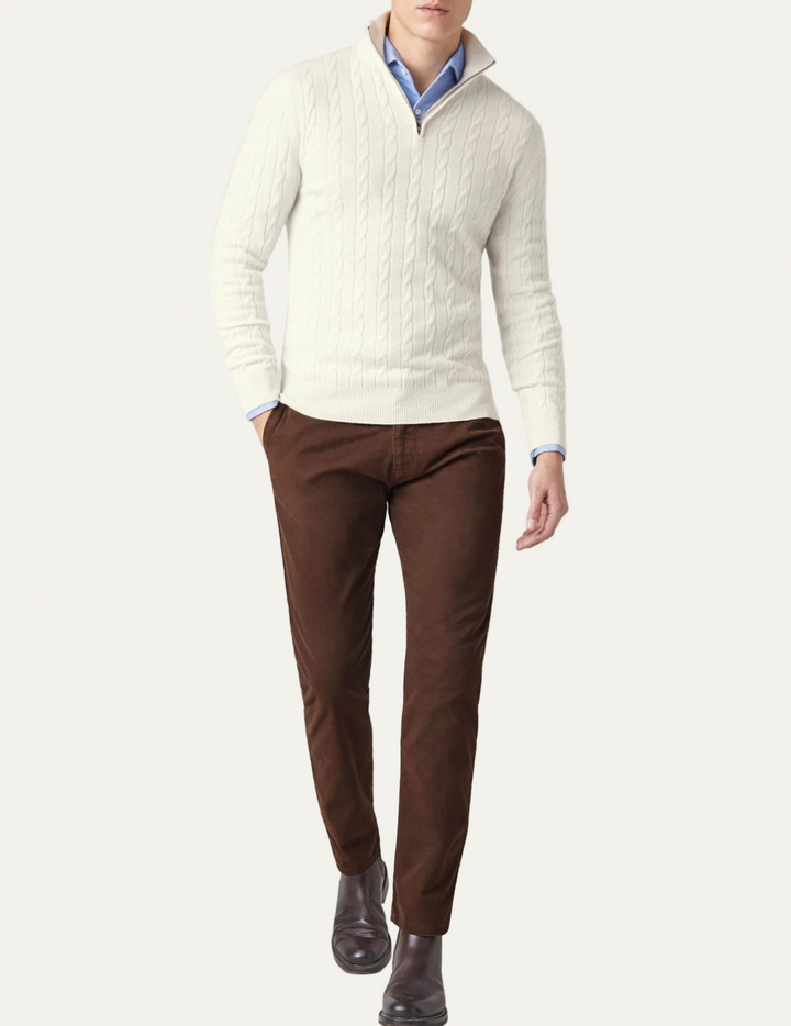 Mens Cable Knit Sweater with Zipper