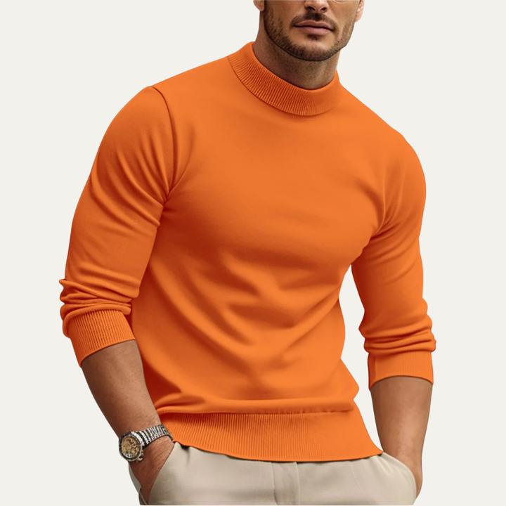 Mens Ribbed Sweater Mock Turtleneck Slim Fit - BritishMode