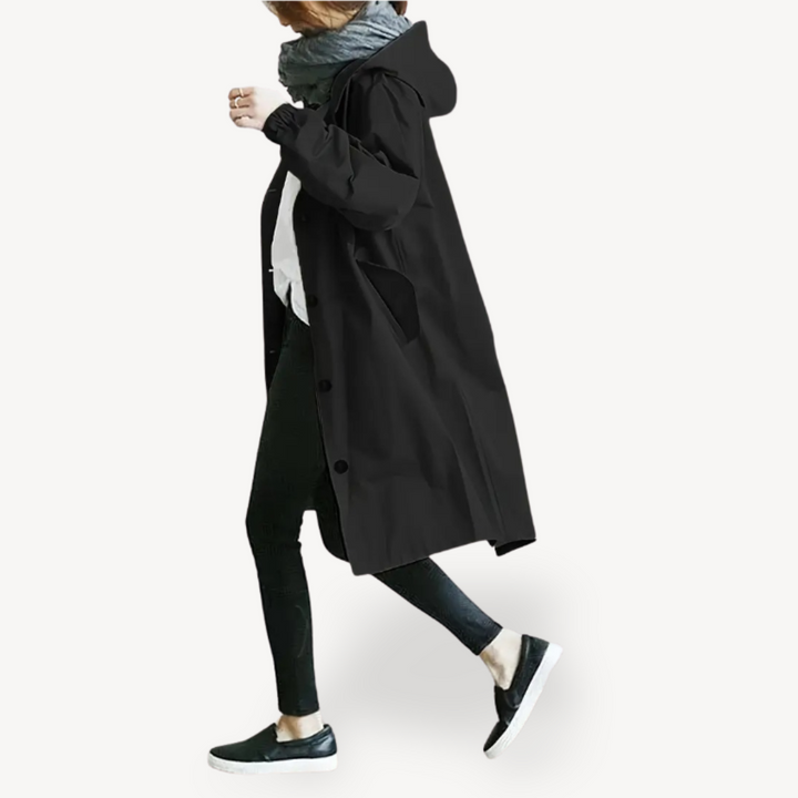 Womens Long Coat with Hood Relaxed Fit
