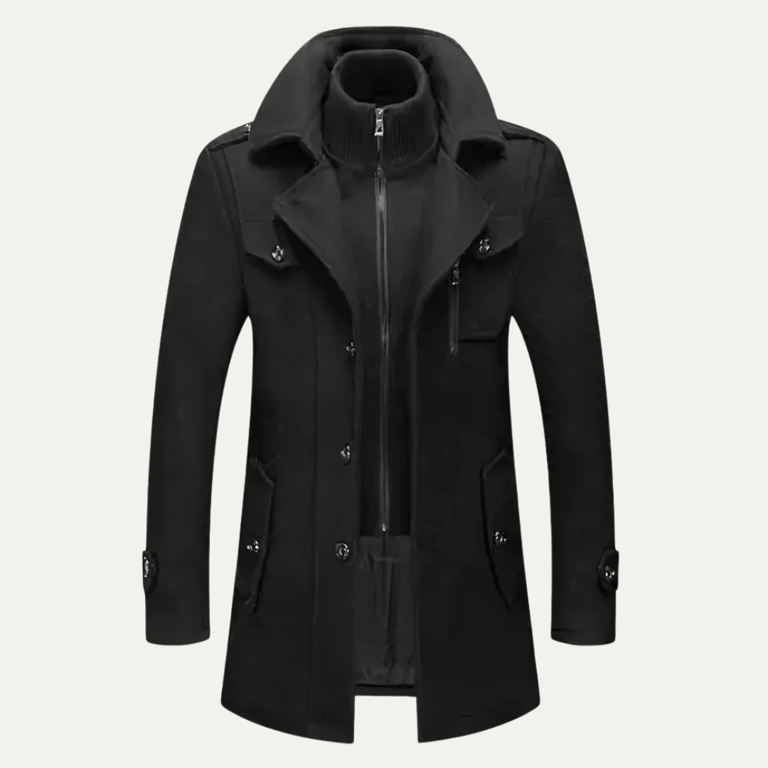 Mens Trench Coat Wool Blend Mid Length - BritishMode