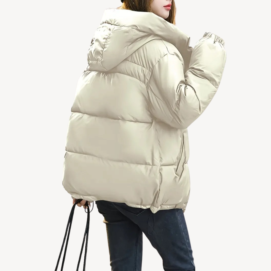 Womens Puffer Jacket with Hooded Design - BritishMode