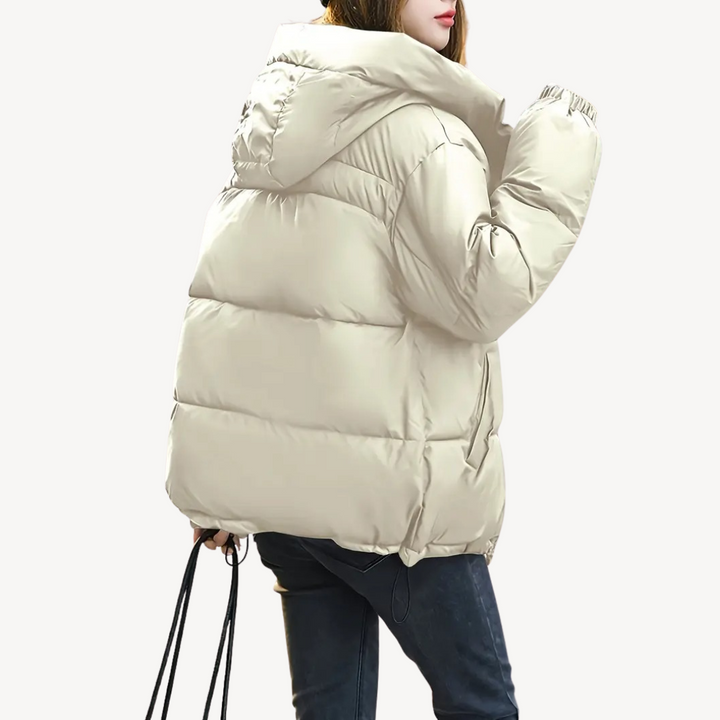 Womens Puffer Jacket with Hooded Design - BritishMode