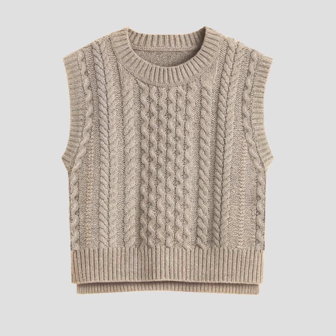 Womens Sweater Vest Cable Knit Cozy Fit - BritishMode