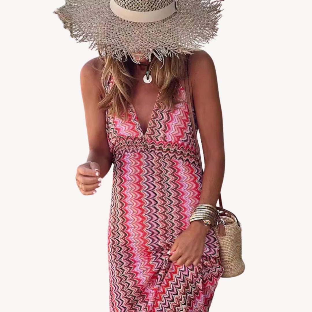 Womens Maxi Dress Zigzag Knit Pattern