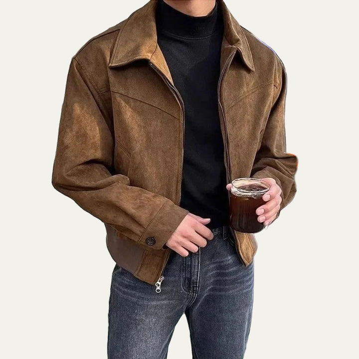 Mens Trucker Shirt Jacket Suede Look Full Zip