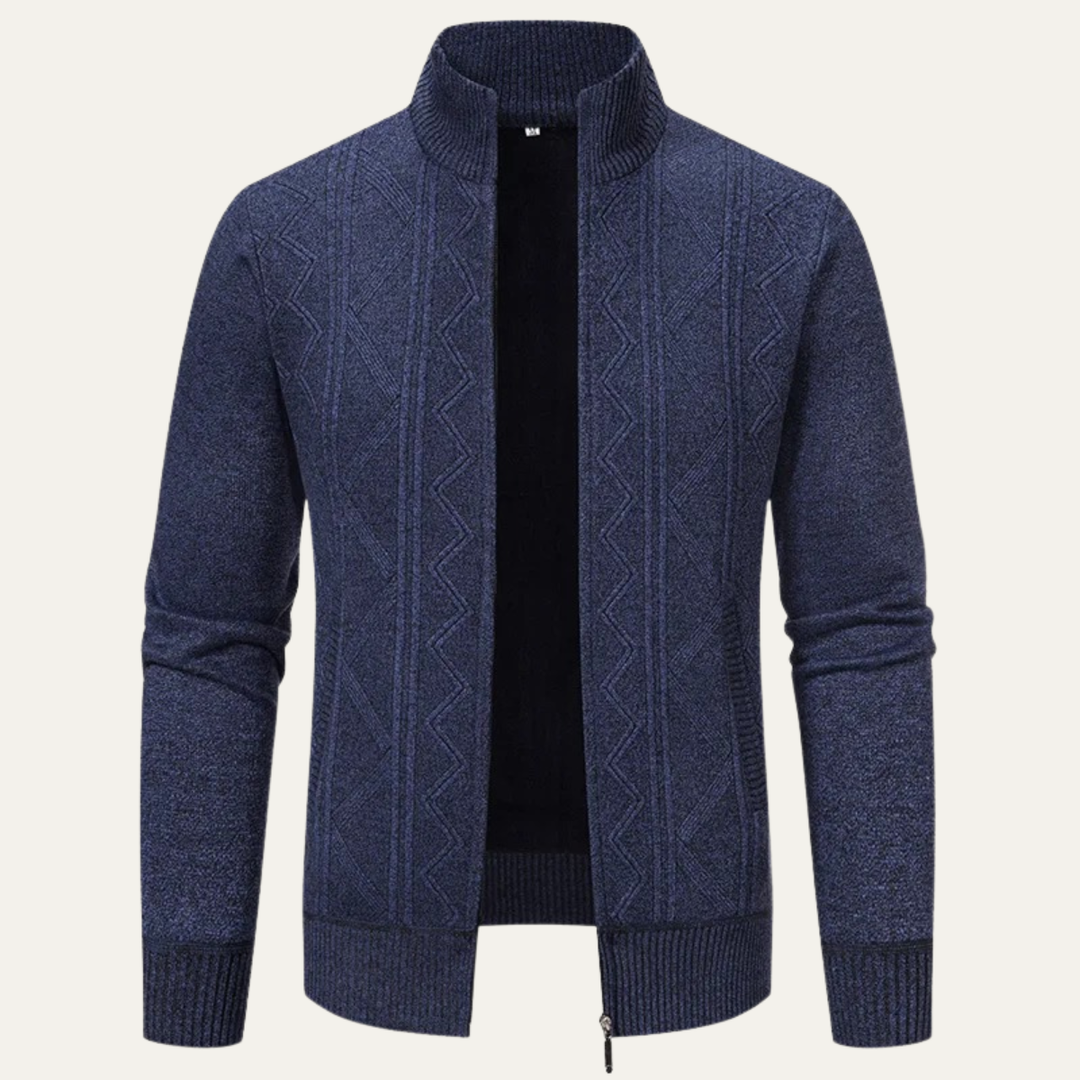Mens Knit Cardigan High Neck Zip-Up Winter Style - BritishMode