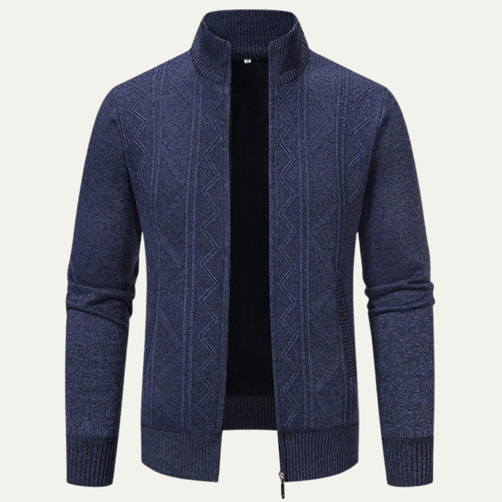 Mens Knit Cardigan High Neck Zip-Up Winter Style - BritishMode