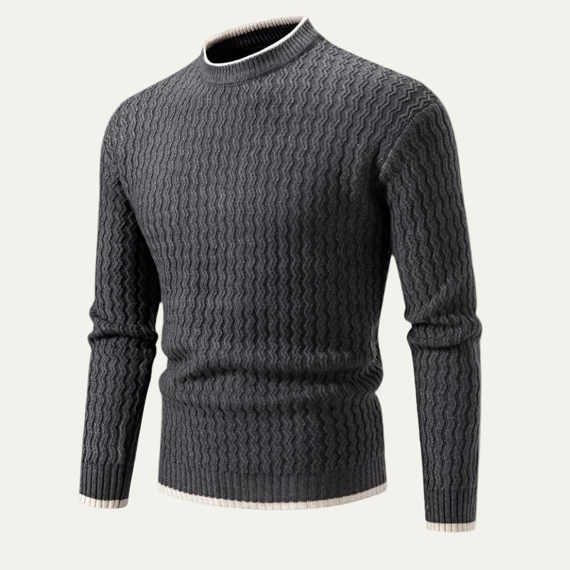 Mens Knit Sweater Textured Vertical Pattern Regular Fit