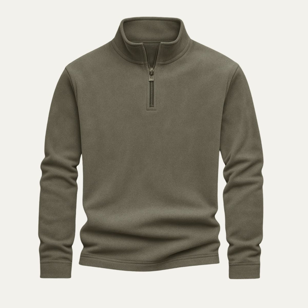 Mens Pullover Textured Quarter Zip Stand Collar - BritishMode