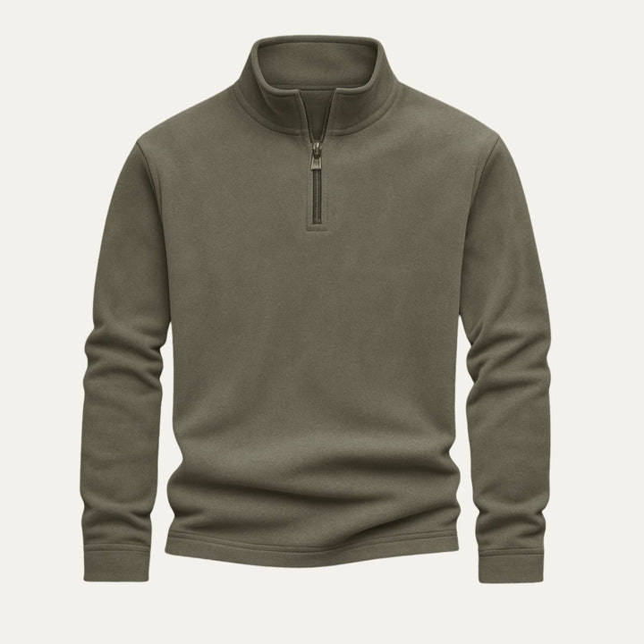 Mens Pullover Textured Quarter Zip Stand Collar - BritishMode