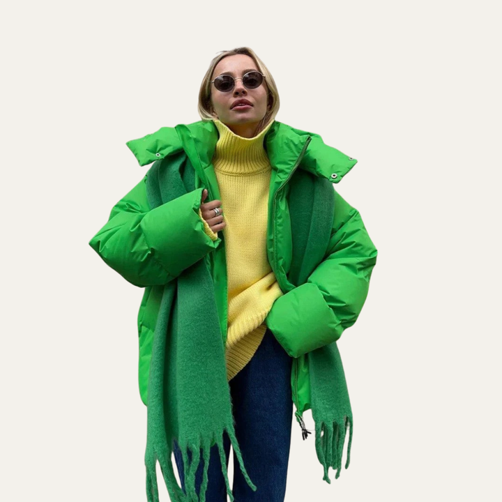 Womens Cropped Puffer Jacket High Neck Oversized Fit