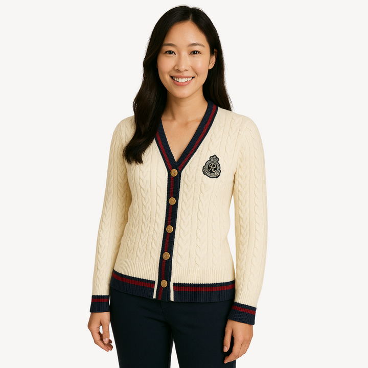 Womens Cardigan Sweater V-Neck Preppy Style - BritishMode
