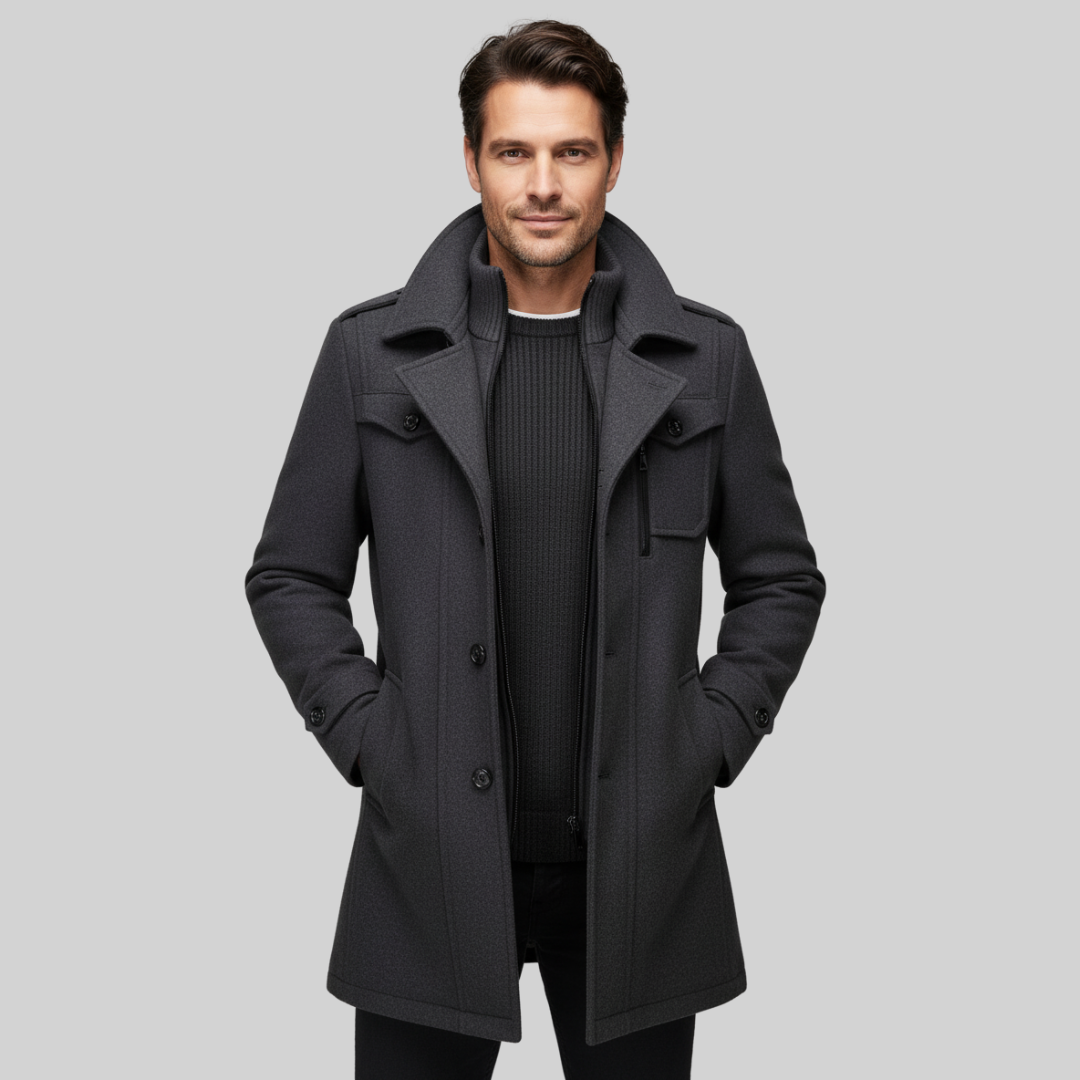 Mens Slim Wool Business Coat - BritishMode