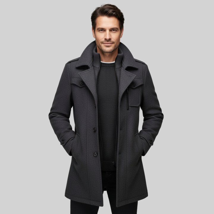 Mens Slim Wool Business Coat - BritishMode