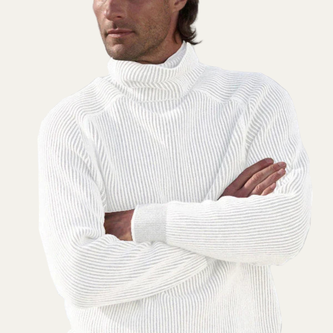 Mens Rib Knit Turtleneck Sweater Heavy Fit