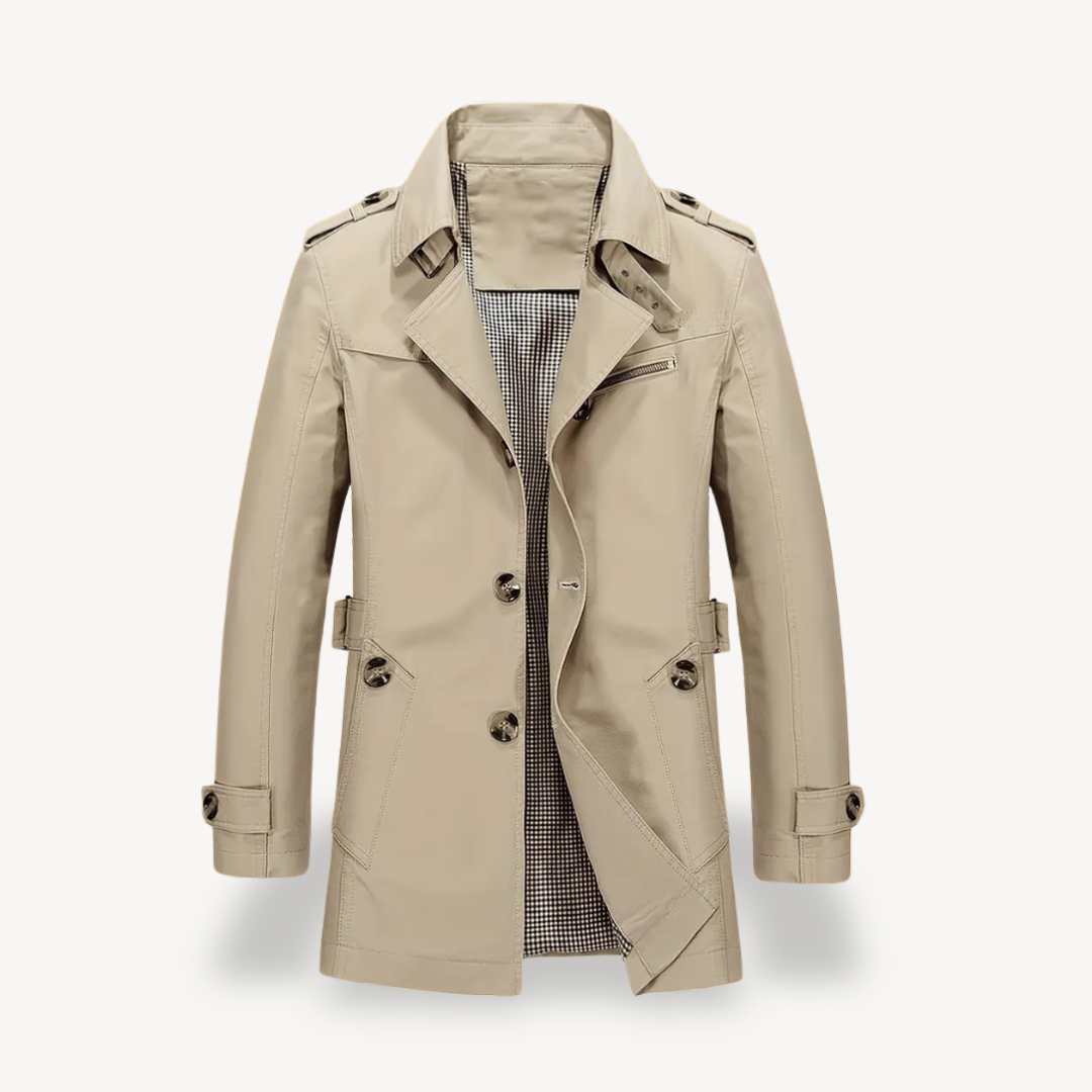Mens Trench Coat Cotton Blend Classic Fit