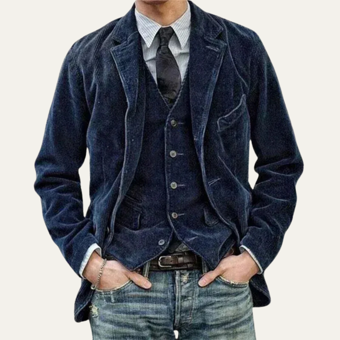 Mens Corduroy Blazer Tailored Fit Two Button - BritishMode