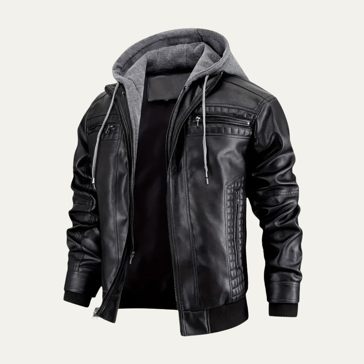 Mens Motorcycle Jacket Faux Leather Hybrid Fit - BritishMode