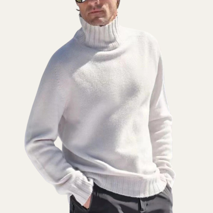 Mens Wool Knit Sweater Ribbed Turtleneck Fit - BritishMode