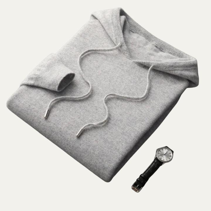 Mens Hooded Sweater with Adjustable Drawstring and Ribbed Cuffs