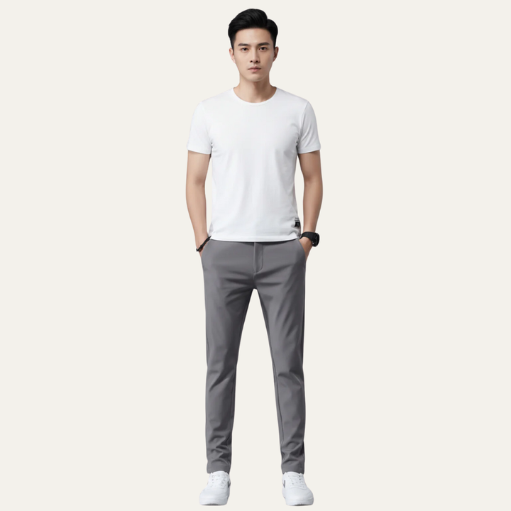 Mens Slim Fit Stretch Flat Front Pants - BritishMode