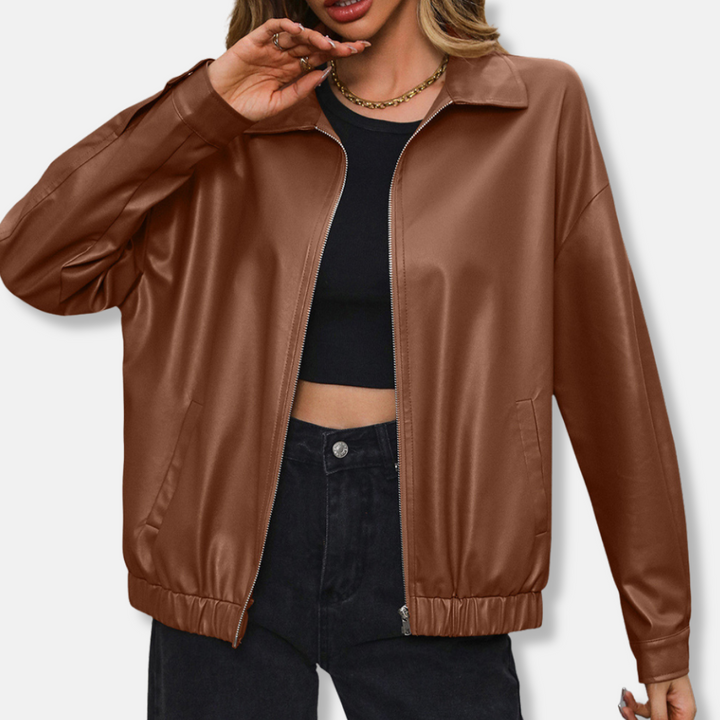 Womens Bomber Jacket Cropped Relaxed Fit - BritishMode