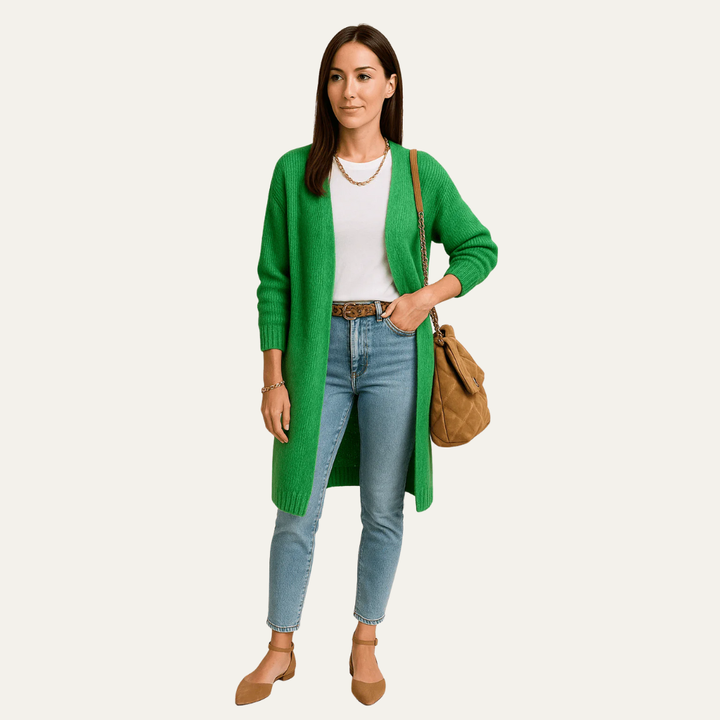 Womens Longline Cardigan Fuzzy Open Front - BritishMode