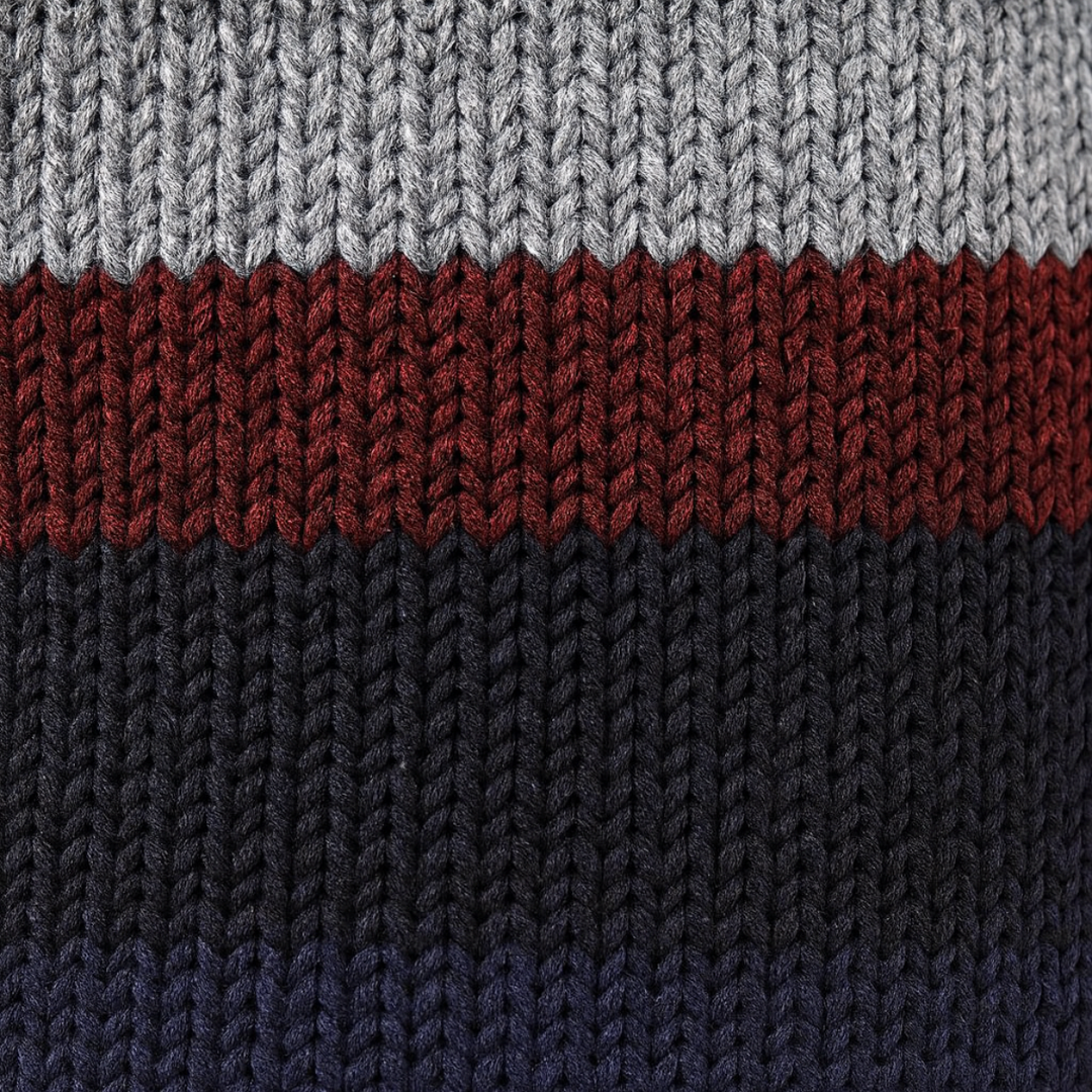 Mens Knit Zip Cardigan Striped Winter Style
