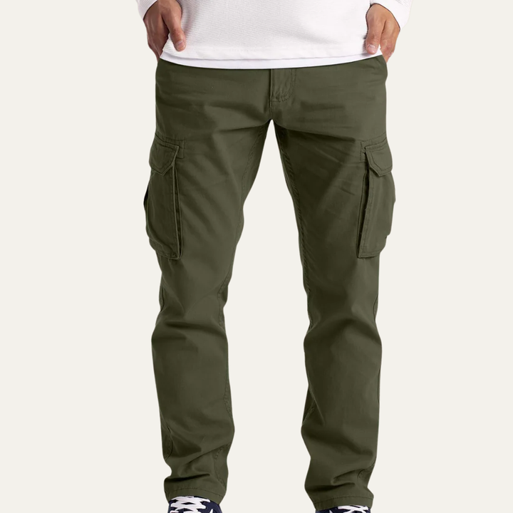 Mens Cargo Pants Cotton Straight Leg Utility Pockets - BritishMode