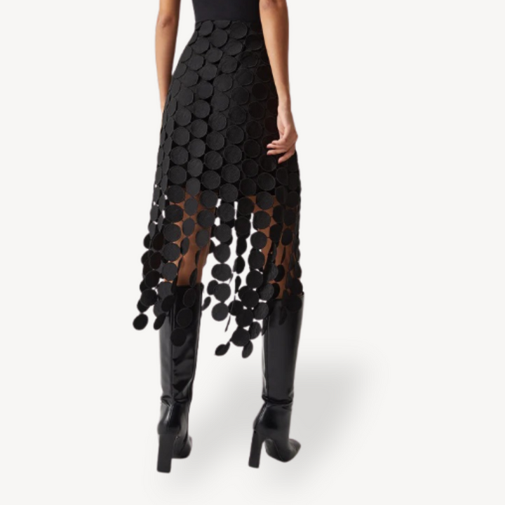 Womens Midi Skirt Circle Cutout Detail