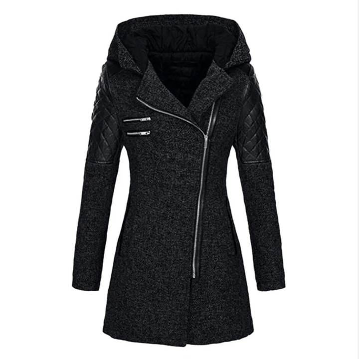 Womens Mid-Length Winter Coat Asymmetrical Zip