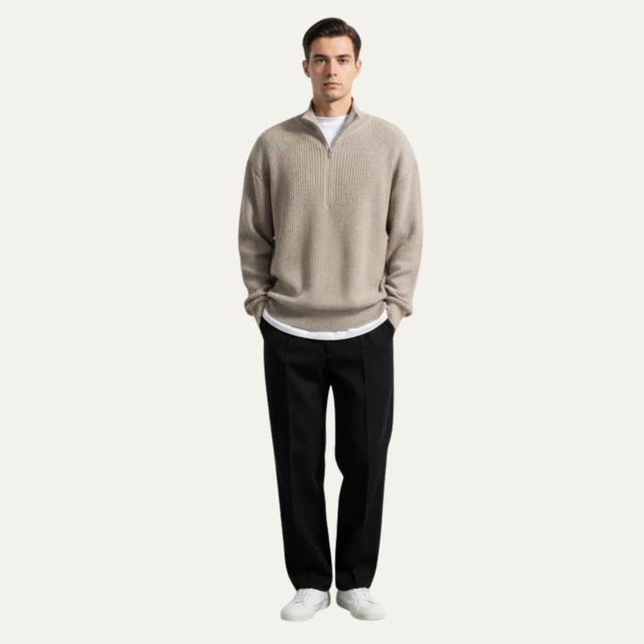 Mens Cable Knit Wool Blend Sweater Classic Fit - BritishMode