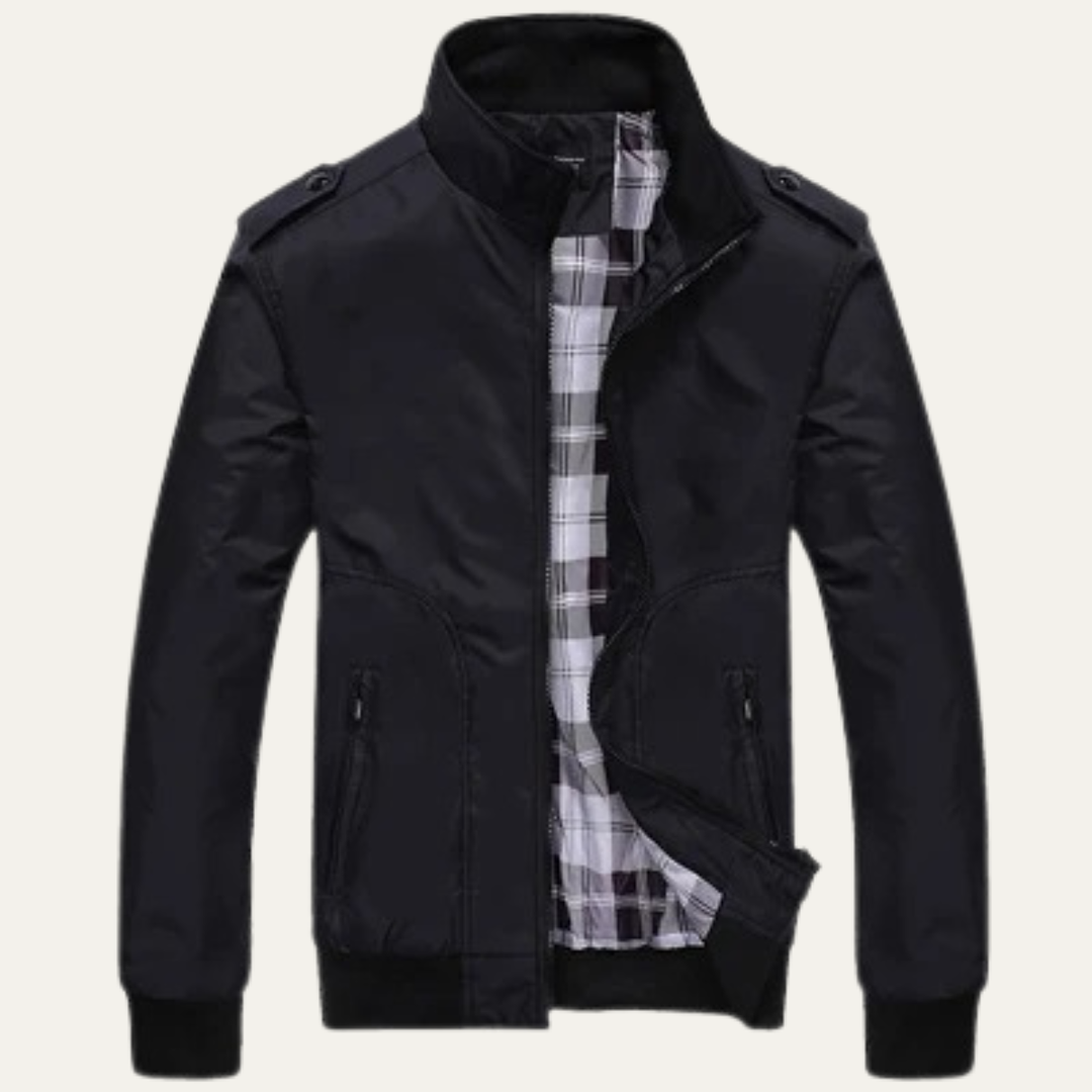 Mens Lightweight Bomber Jacket with Stand Collar - BritishMode
