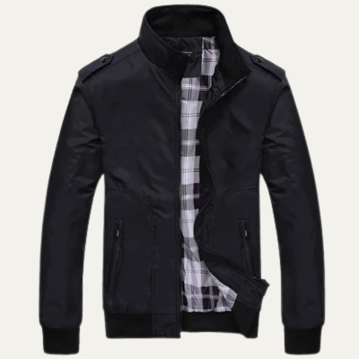 Mens Lightweight Bomber Jacket with Stand Collar - BritishMode