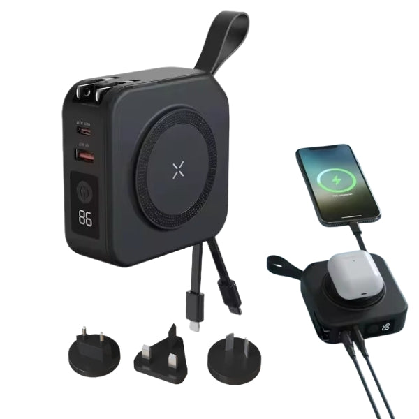 Compact Travel Charger with Wireless Charging Pad - BritishMode