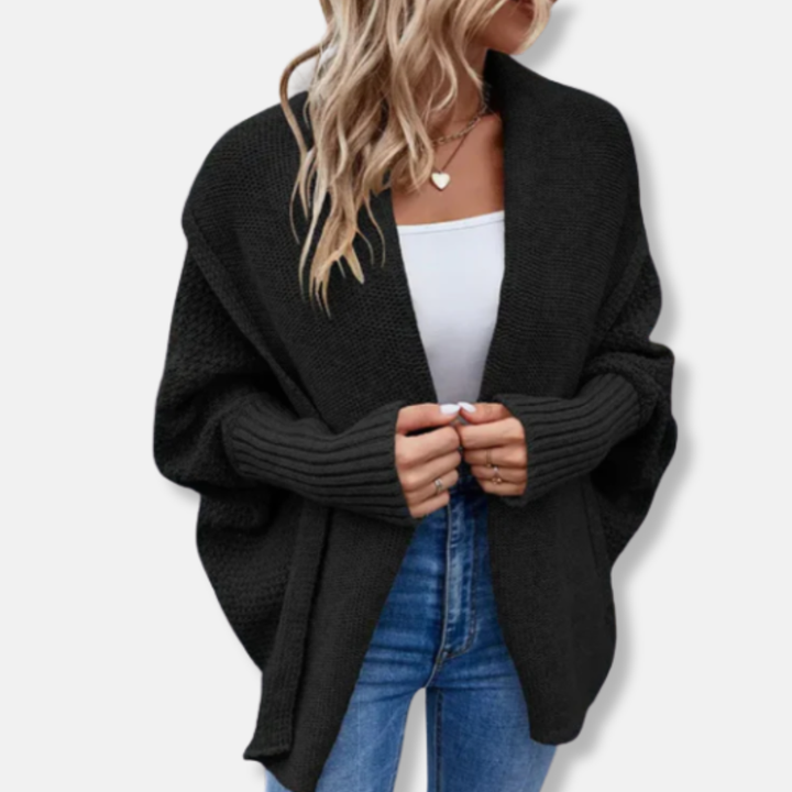 Womens Oversized Cardigan Chunky Knit Ribbed Cuffs - BritishMode