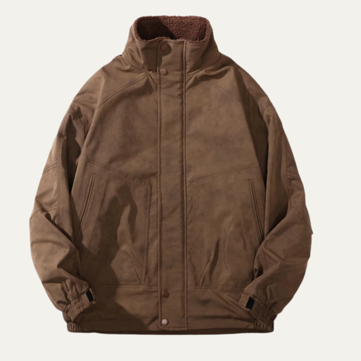 Mens Suede Bomber Jacket with Fleece Lining - BritishMode