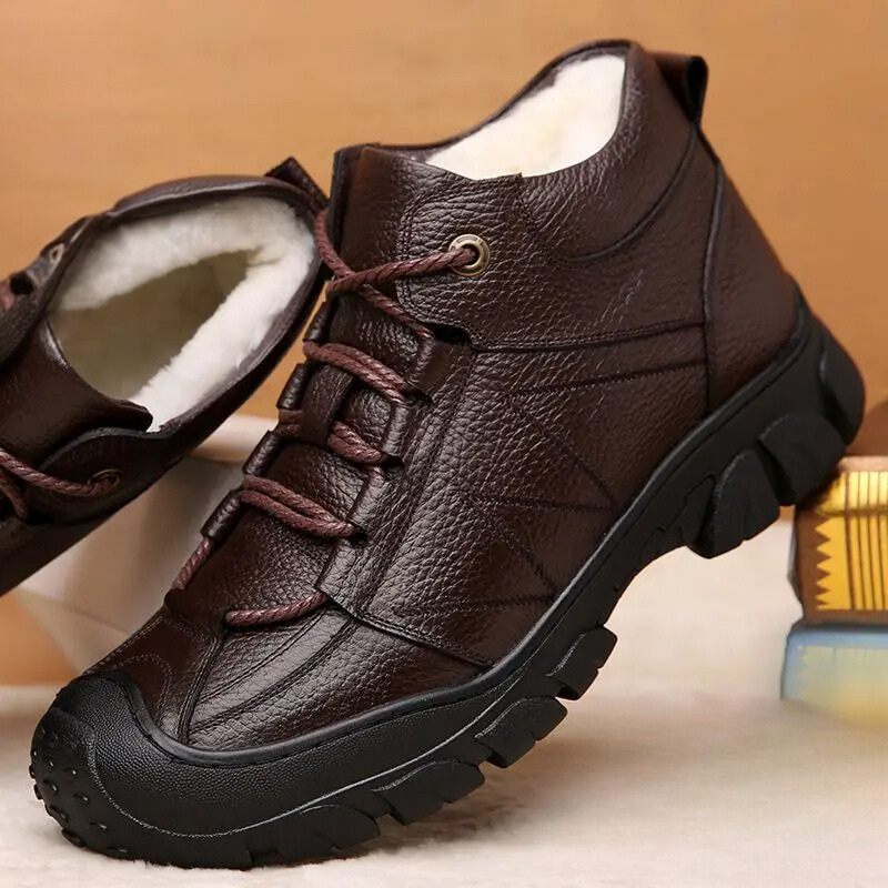 Mens Hiking Shoes Vegan Leather Comfortable Fit