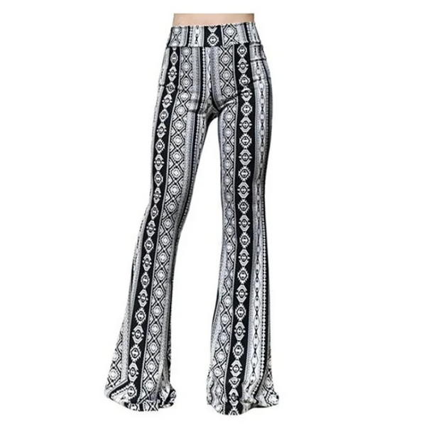 Womens Wide Leg Pants Printed Relaxed Fit - BritishMode