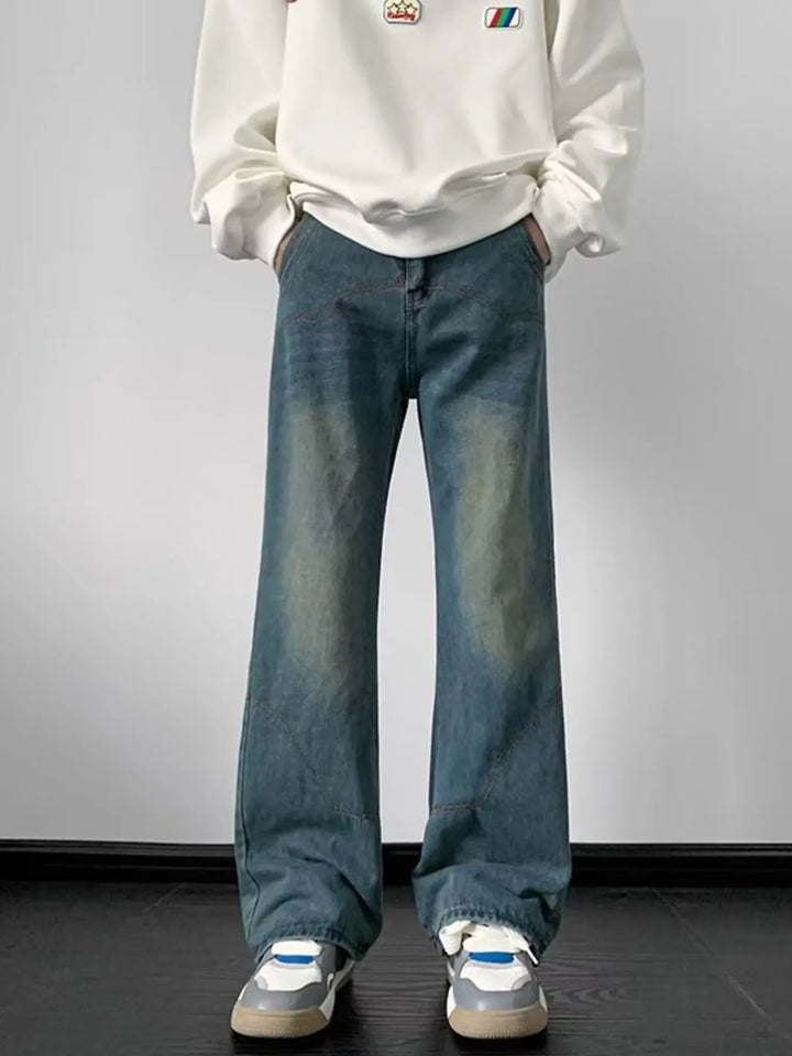 Mens Distressed Denim Jeans Relaxed Fit