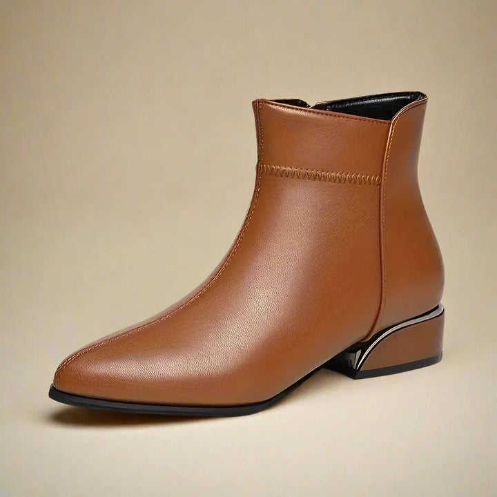 Womens Ankle Boots Leather Slip-On