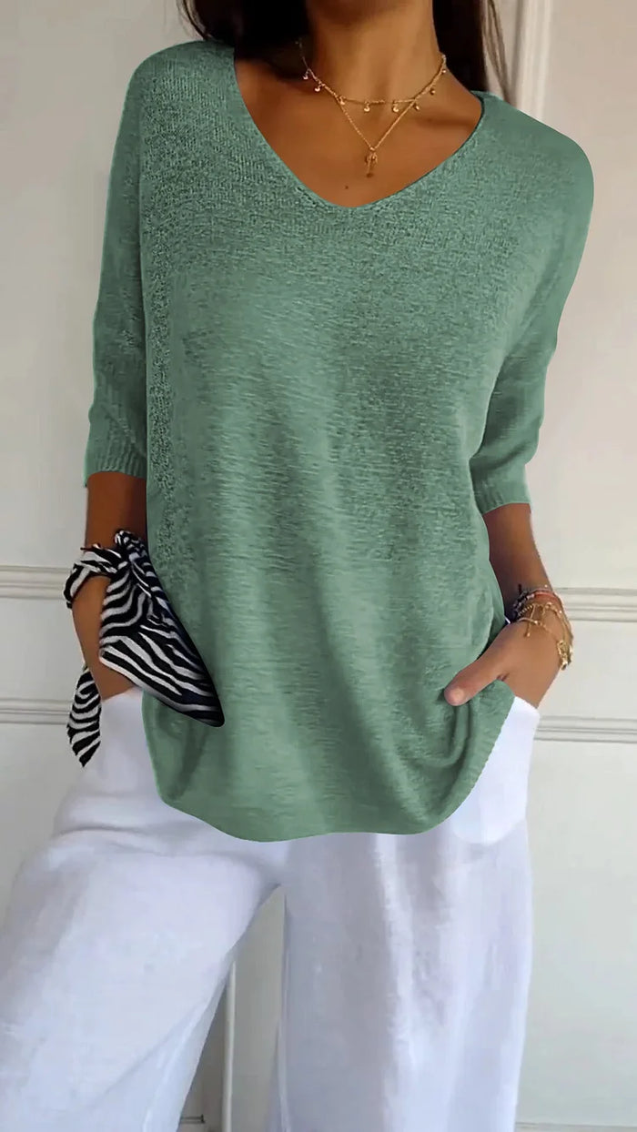 Womens V-Neck Sweater Relaxed Fit