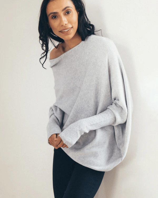 Womens Asymmetrical Sweater Cashmere Blend Comfortable Fit